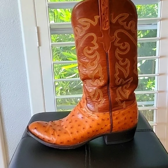 Lucchese Mens Brown Full Quill Ostrich Leather Sz 9 1/2 D - Picture 5 of 9